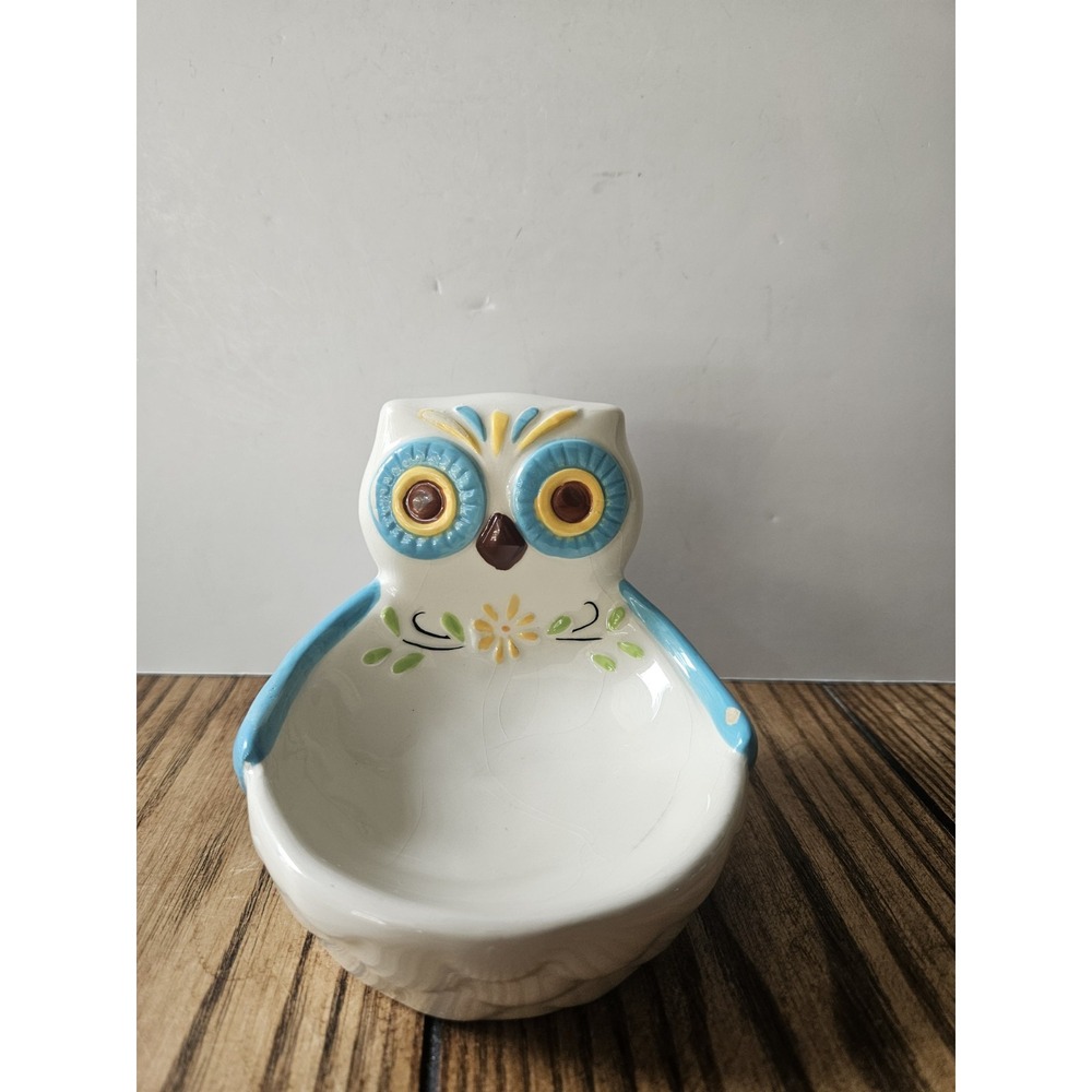 Boston Warehouse Ceramic Owl Scrubby Holder Spoon Rest Whimsical Trinket Dish